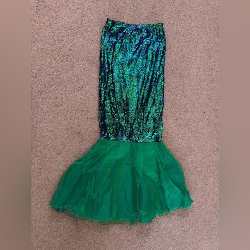 New large sequin tulle mermaid skirt costume festival rave metallic long tail